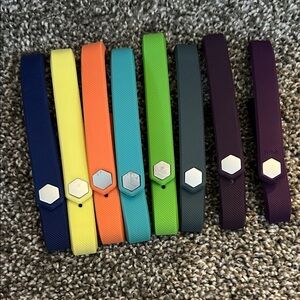 Vibrant Fitness Wristbands Set - Blue, Orange, Green, Gray, Purple